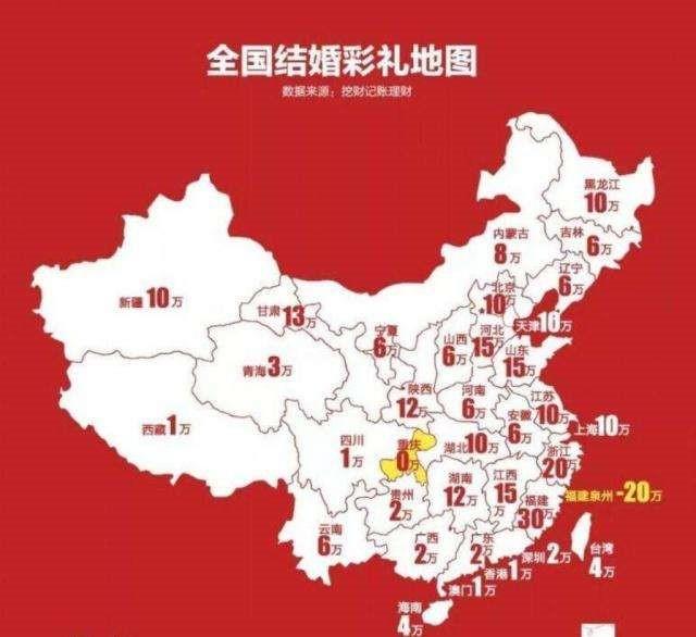 全国结婚彩礼地图