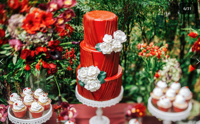 圣诞红绿配色婚礼蛋糕
