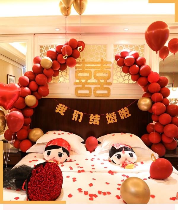 气球装饰婚房布置图片3